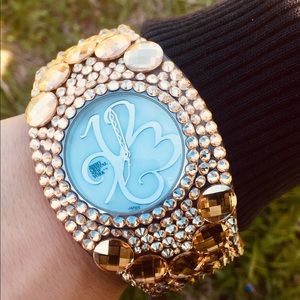 Jimmy Crystal Gold Swarovski Cuff Watch